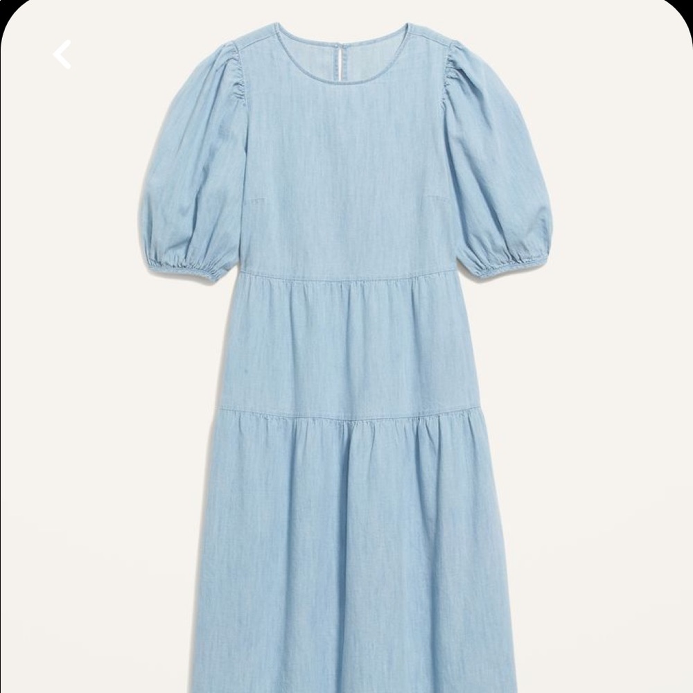 Old Navy Tiered All Day Midi Dress Chambray